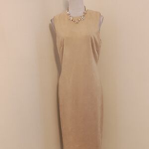 Antonio Melani Elegant Tan faux suede sheaf dress